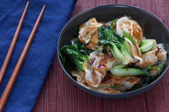 Chicken Potstickers with Baby Tatsoi