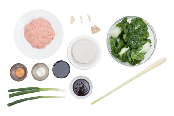 Chicken Potstickers with Baby Tatsoi ingredients