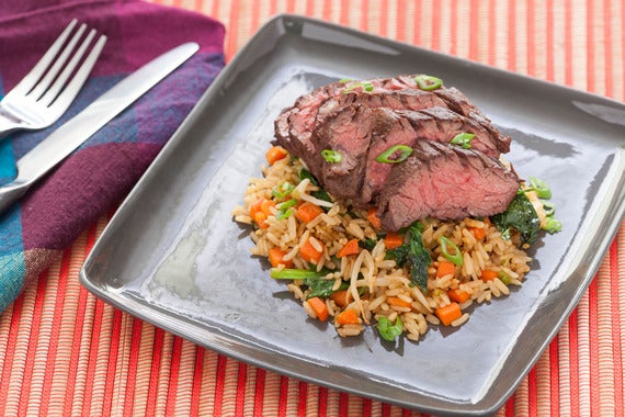 Five-Spice Hanger Steaks with Stir-Fried Brown Rice