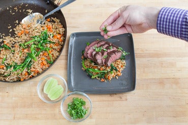 Slice the steak & plate your dish: