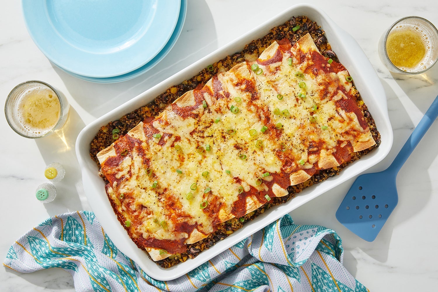 Recipe Black Bean & Zucchini Enchiladas with Quinoa & Cheddar Cheese