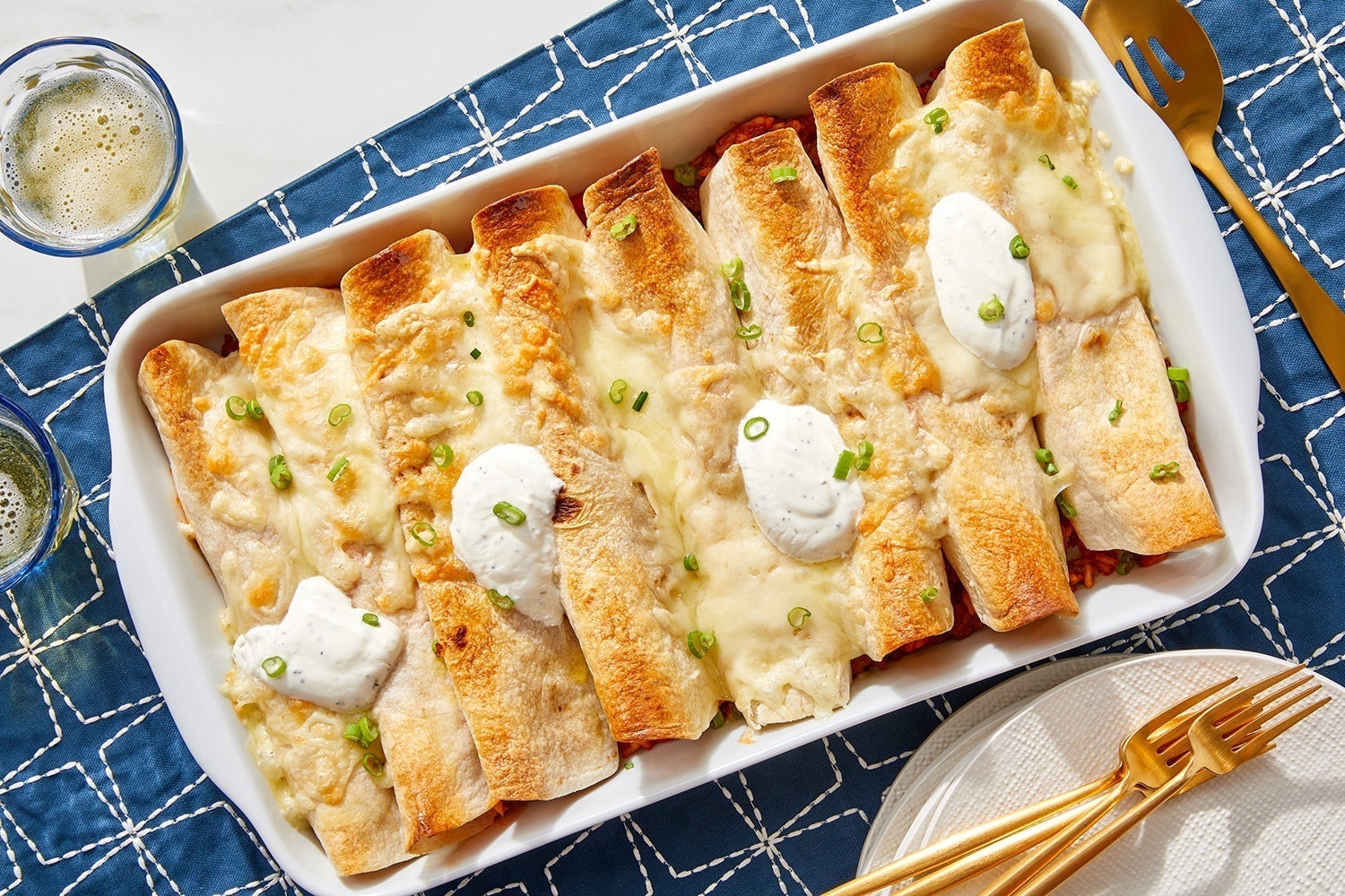 Recipe Pork Chorizo Enchiladas with Monterey Jack Cheese & Sour Cream