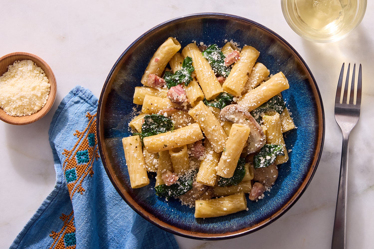 Recipe Creamy Mushroom & Pancetta Rigatoni with Truffle Zest