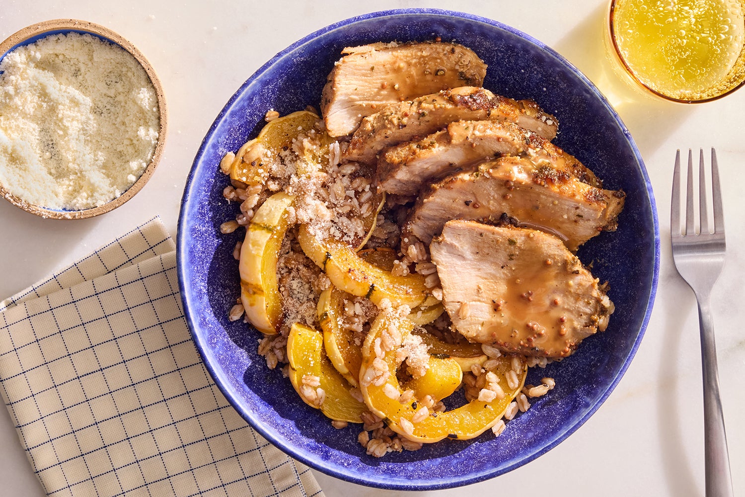 Recipe Pork Roast & Balsamic Honey Mustard with Farro, Squash