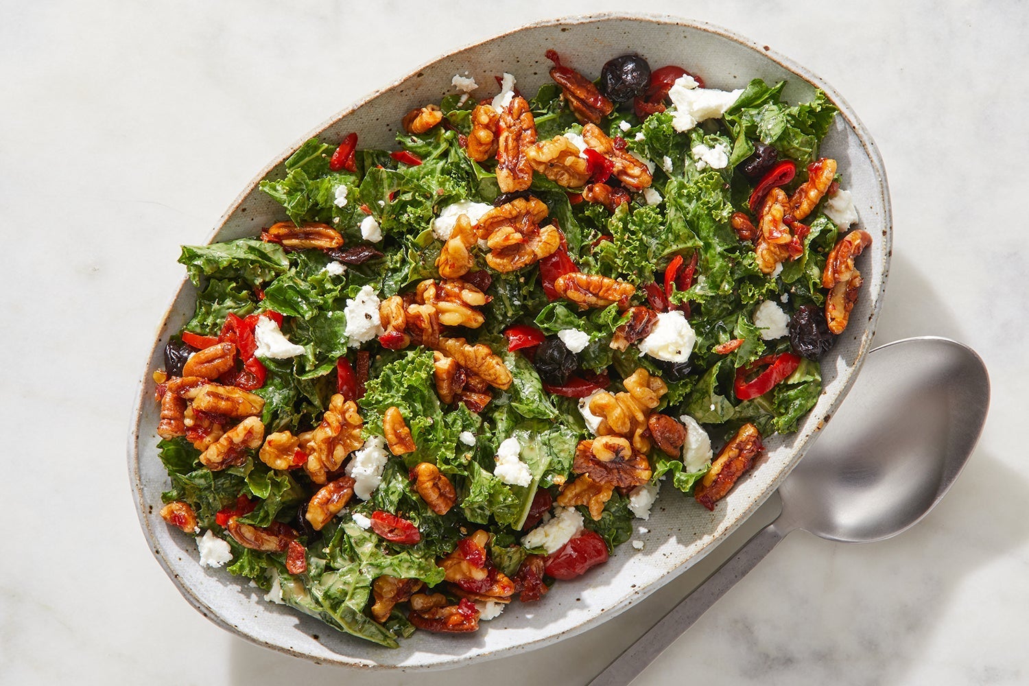 Recipe Kale & Goat Cheese Salad with Dried Cherries & Spicy Maple Nuts