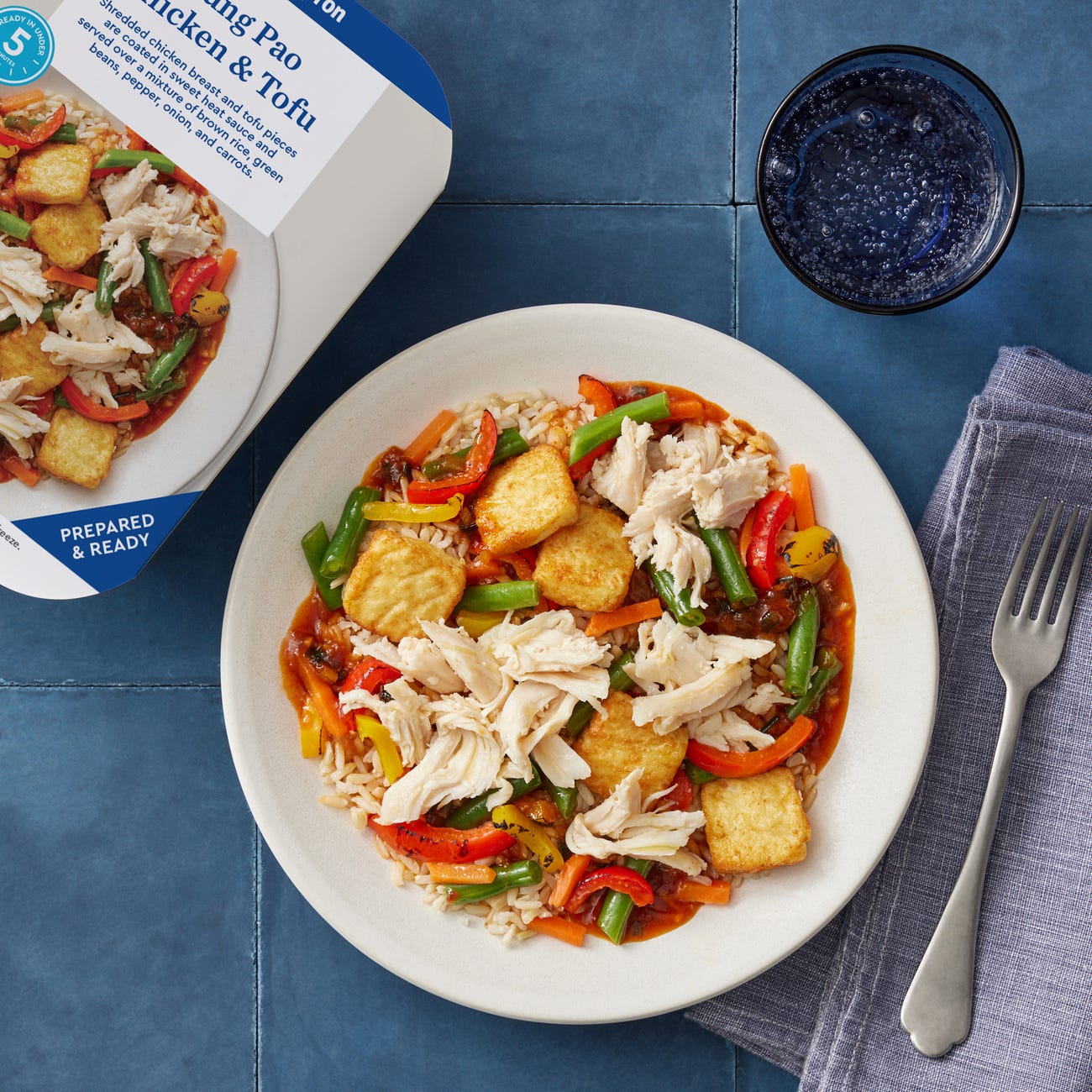 Recipe Kung Pao Chicken & Tofu with Brown Rice & Vegetables Blue Apron