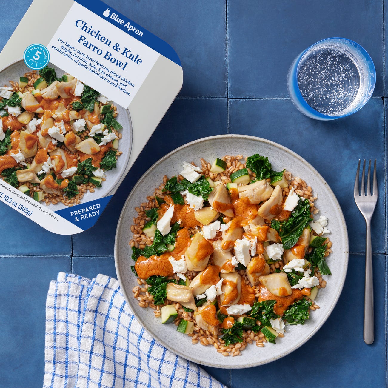 Recipe Chicken & Kale Farro Bowl with Feta Cheese & Zucchini Blue Apron