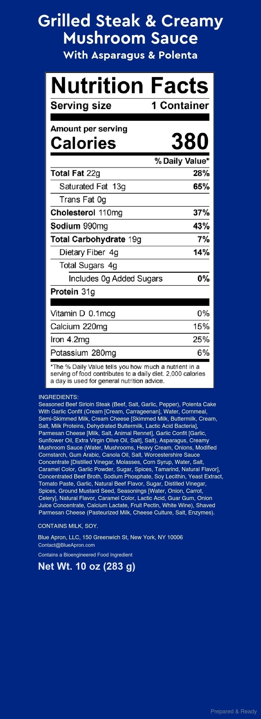 Recipe Grilled Steak & Creamy Mushroom Sauce with Asparagus & Polenta