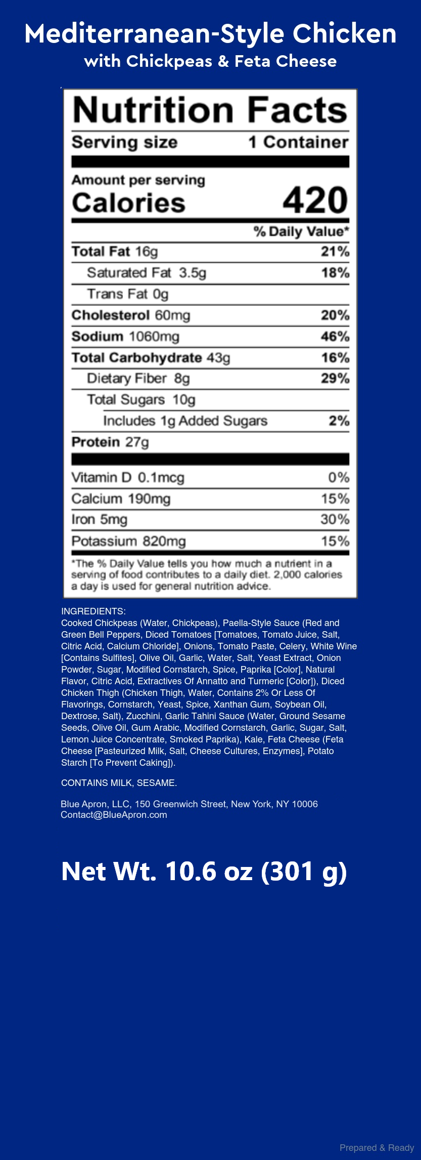 Recipe MediterraneanStyle Chicken with Chickpeas & Feta Cheese Blue