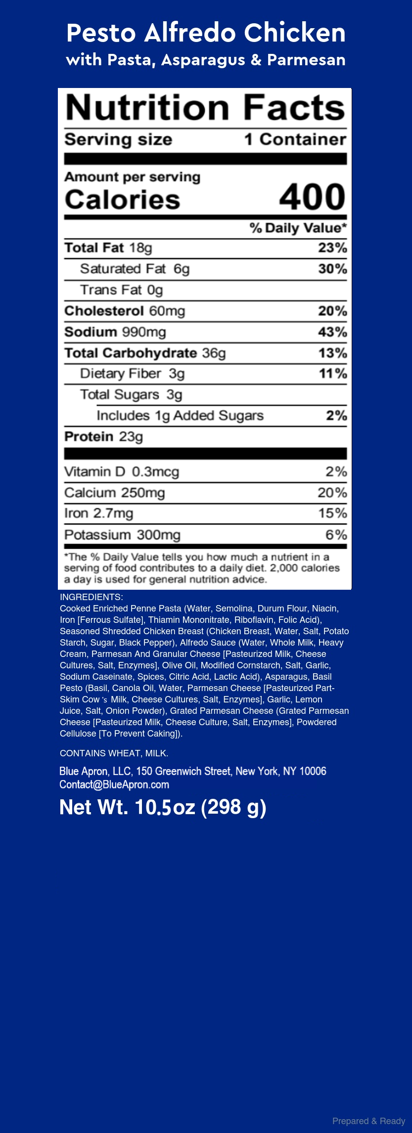 Recipe Pesto Alfredo Chicken with Pasta, Asparagus & Parmesan Blue Apron