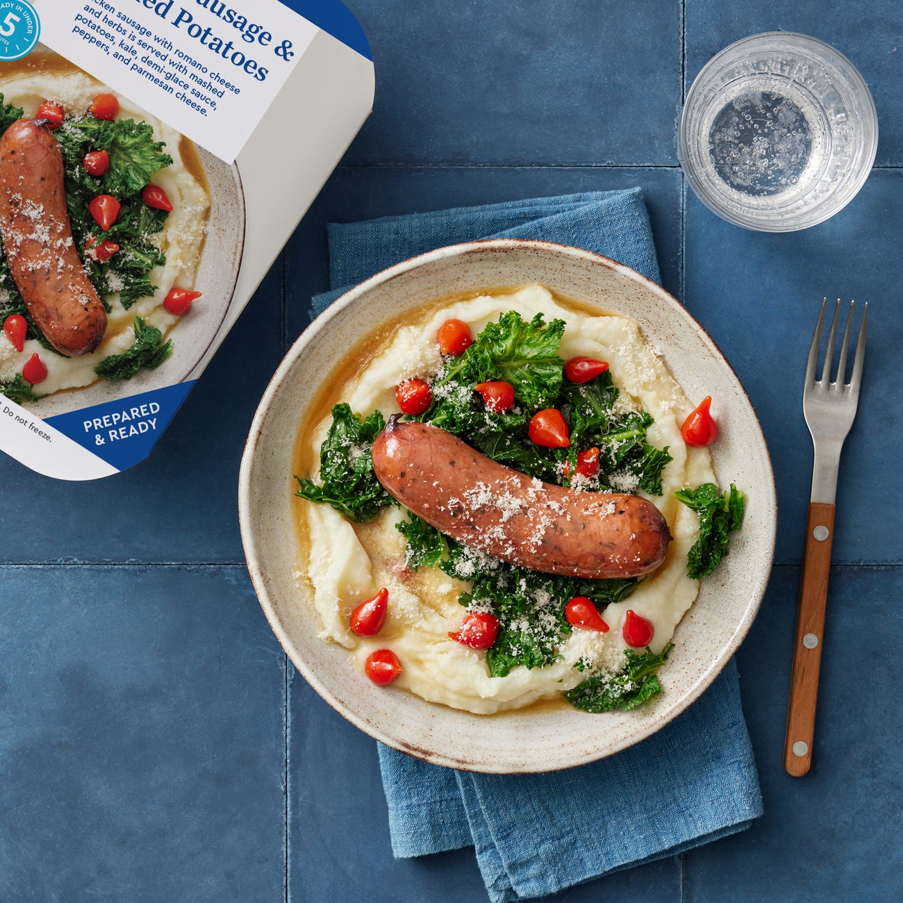 Recipe Chicken Sausage & Mashed Potatoes with Kale & Parmesan Cheese