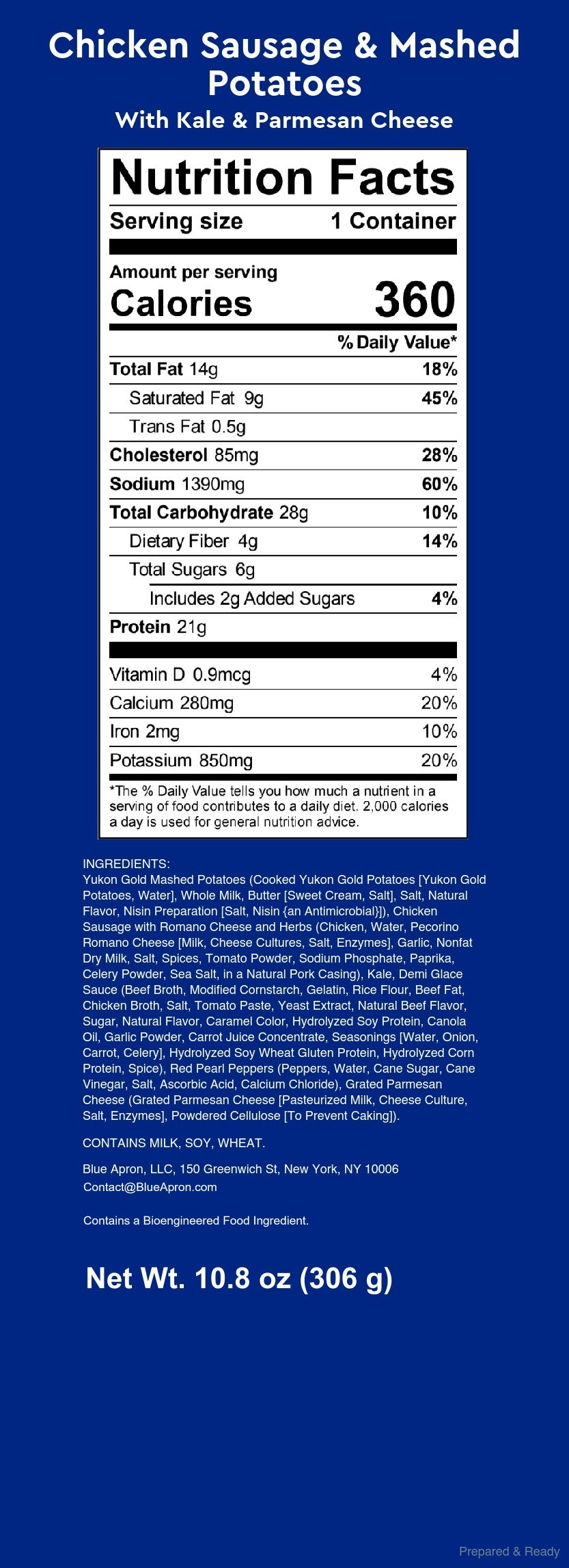 Recipe Chicken Sausage & Mashed Potatoes with Kale & Parmesan Cheese