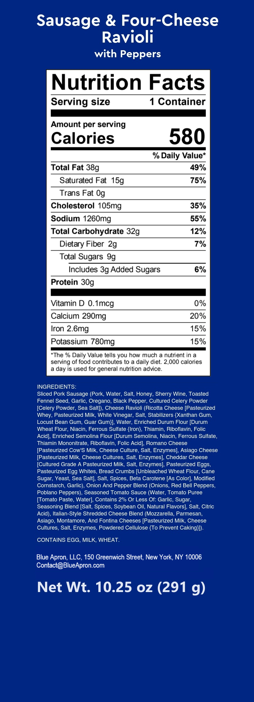 Recipe Sausage & FourCheese Ravioli with Peppers Blue Apron