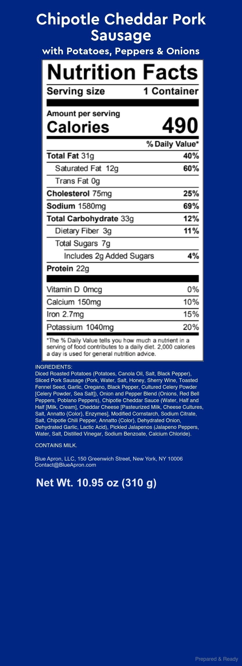 Recipe Chipotle Cheddar Pork Sausage with Potatoes, Peppers & Onions