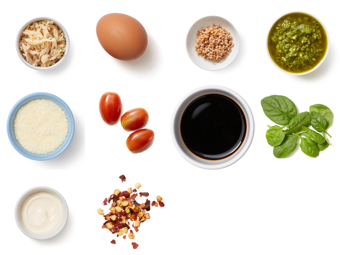 Recipe 15Min Balsamic Veggie Grain Bowls with Parmesan Fried Eggs