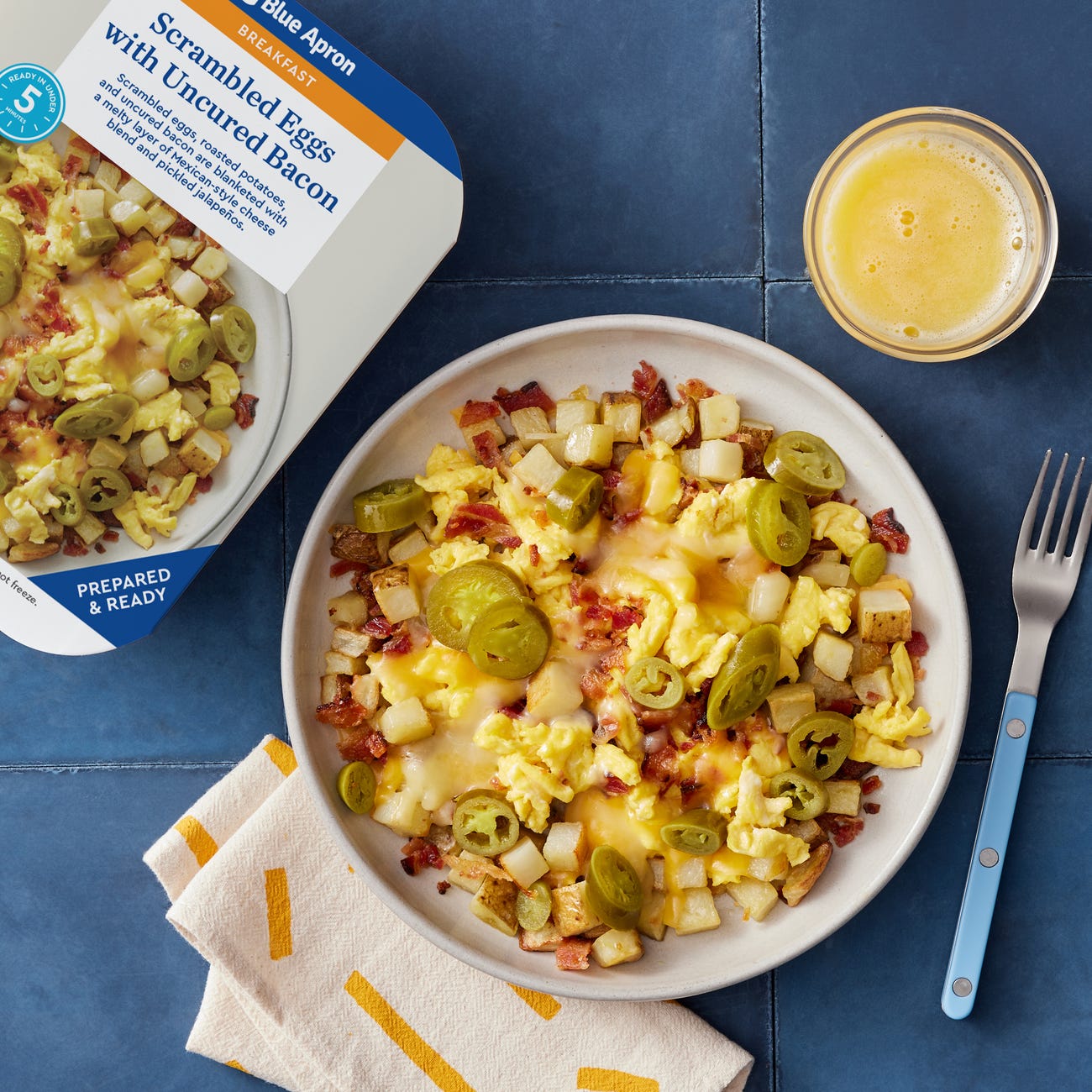 Recipe Scrambled Eggs with Uncured Bacon & Cheesy Potatoes Blue Apron
