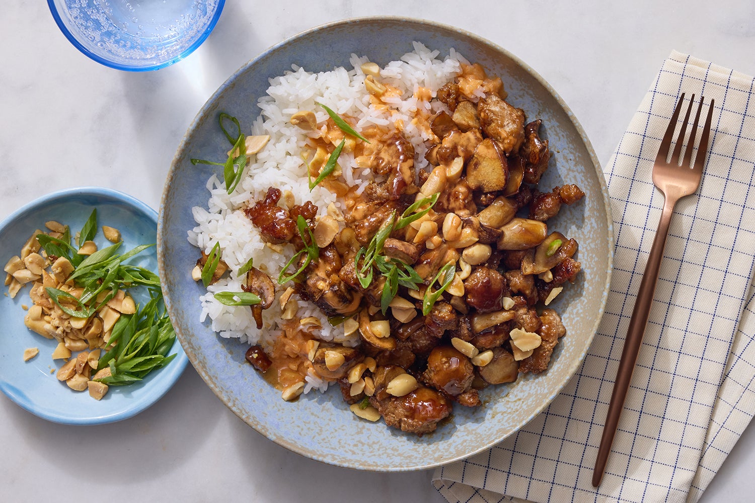 15-Min Hoisin Pork & Mushroom Bowls with Spicy Mayo, Peanuts & Pre-Cooked Rice-image