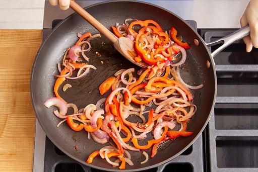 Cook the pepper & onion