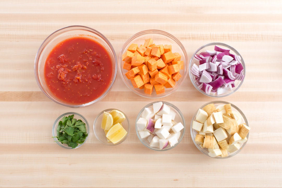 Recipe Moroccan Root Vegetable Tagine with Almond Couscous & Lemon