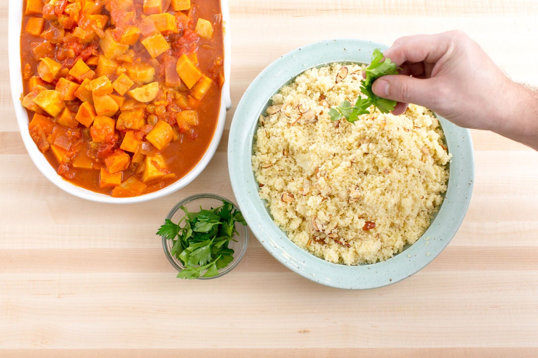 Recipe Moroccan Root Vegetable Tagine with Almond Couscous & Lemon