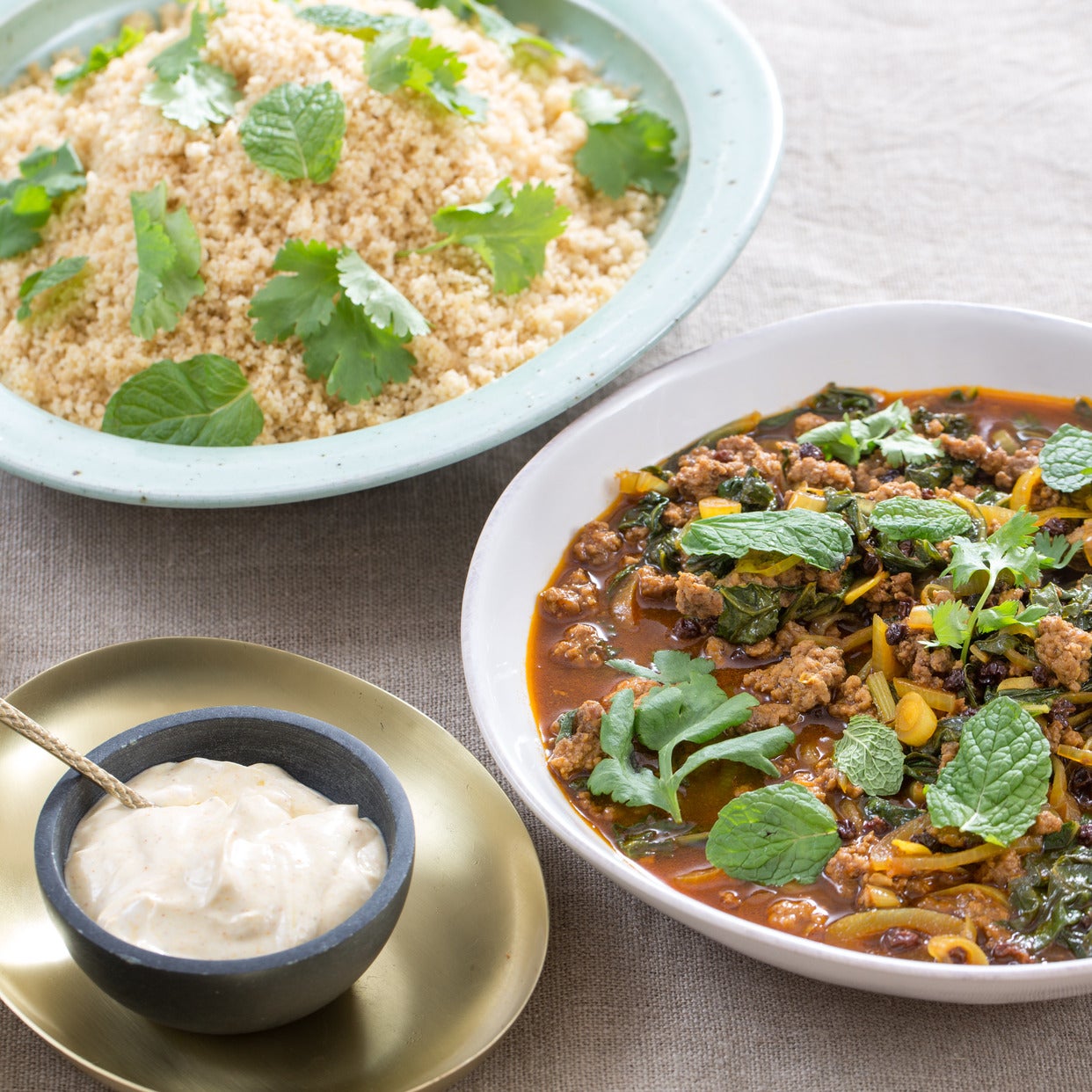 Recipe Lamb & Beef Tagine with Swiss Chard, Date Molasses & Whole Wheat Couscous Blue Apron