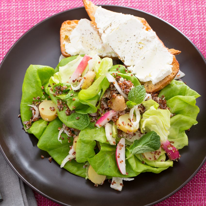 Recipe Hearty Spring Salad with French Breakfast Radishes & Goat