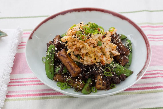 Beef Dukbokki with Quick Kimchi & Sugar Snap Peas-image