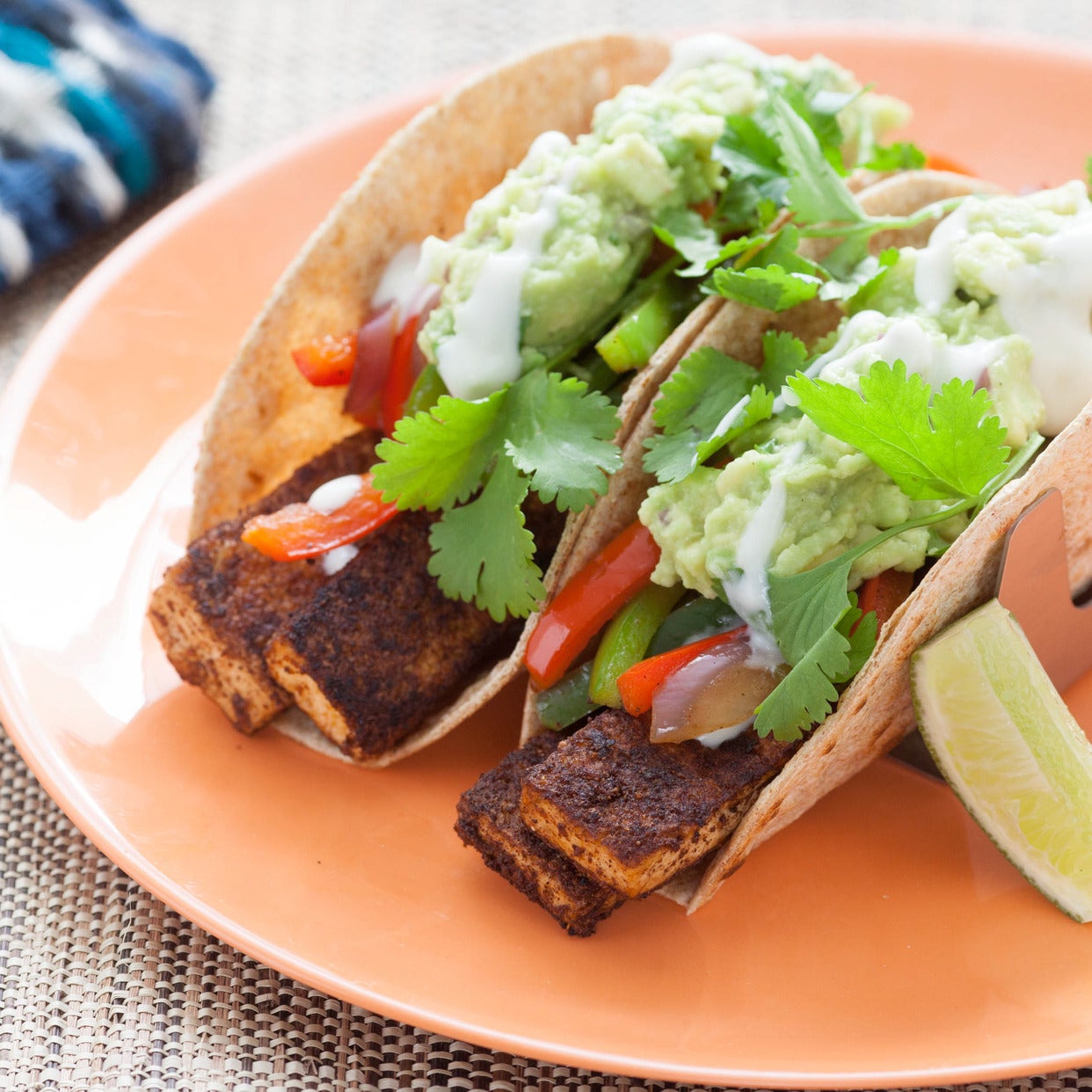 Recipe Tofu Fajitas with Fresh Guacamole & Whole Wheat Tortillas