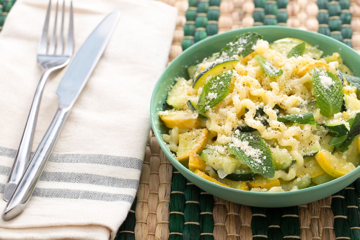 Recipe Fusilli Con Buco Pasta with Summer Squash & Mint Blue Apron