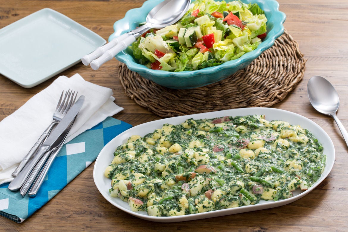 Recipe Spinach & Basil Pesto Gnocchi with New Potatoes, Green Beans