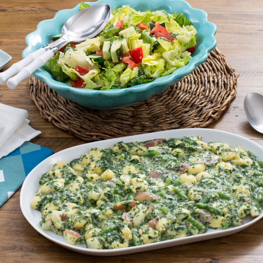 Recipe Spinach & Basil Pesto Gnocchi with New Potatoes, Green Beans