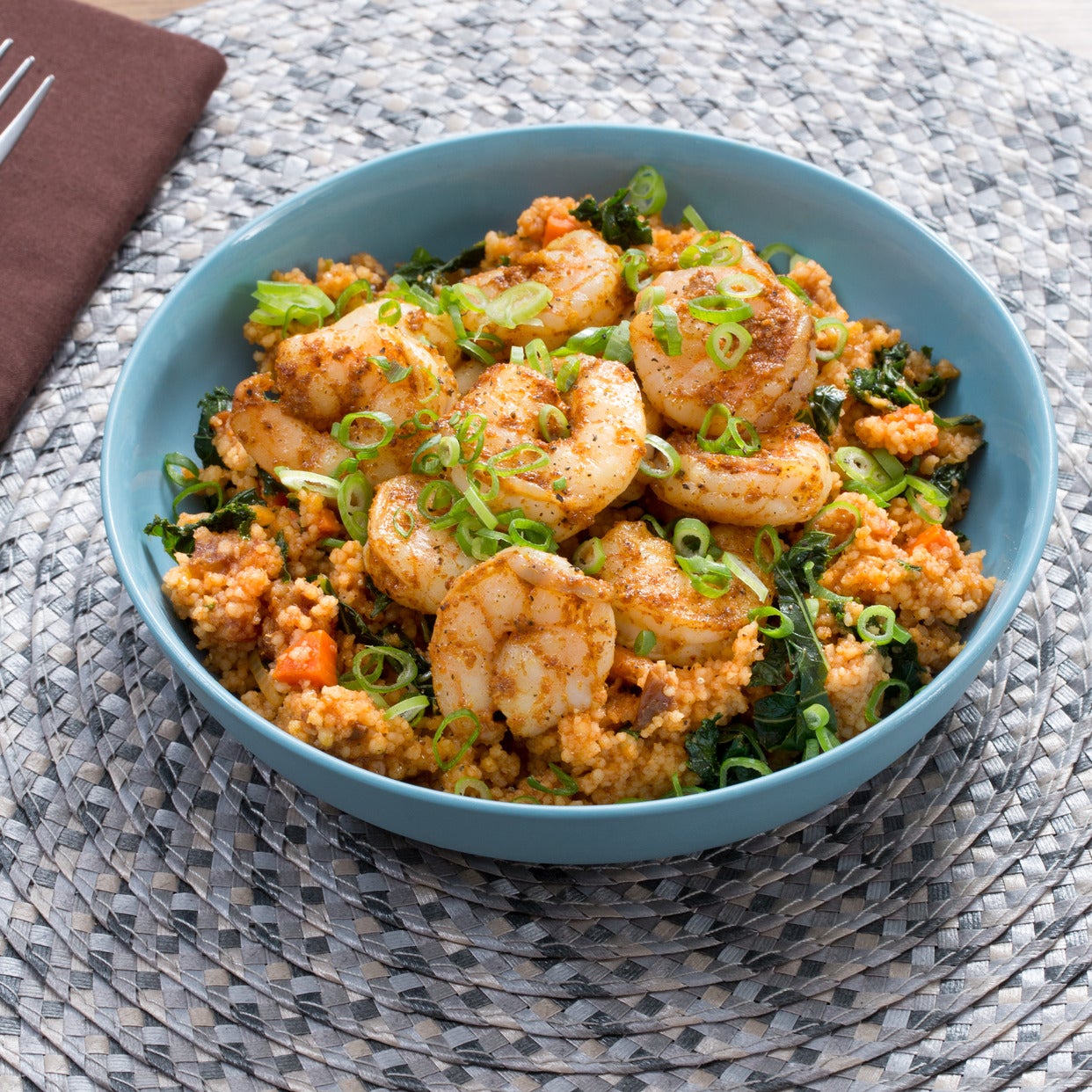 Recipe North AfricanSpiced Shrimp & Couscous with Dates, Kale & Carrots Blue Apron