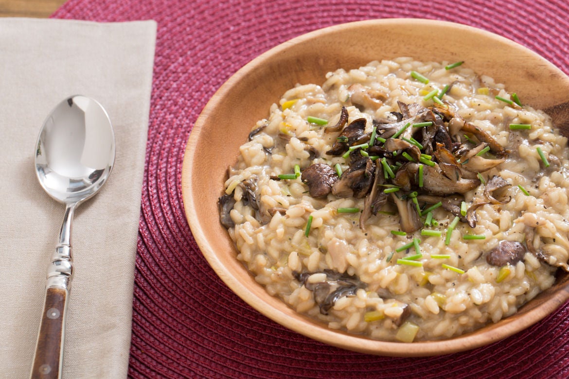 Mixed Mushroom Risotto with Porcini Broth, Leek & Chives