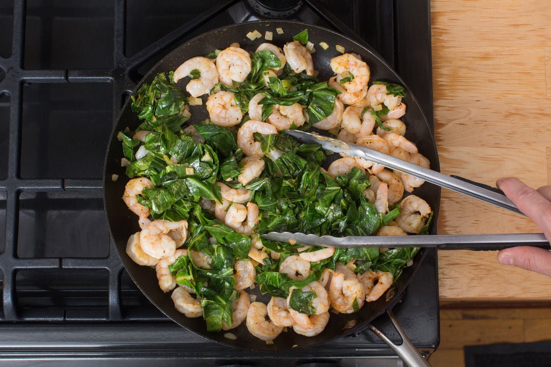 Recipe Cajun Shrimp & Cheesy Grits with Collard Greens & Green Tomato Chutney Blue Apron