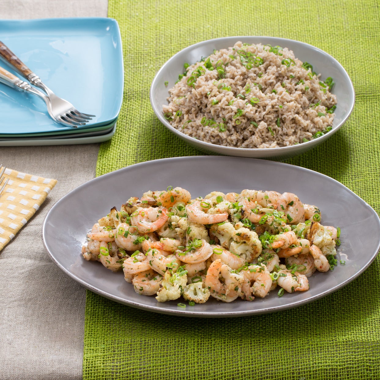 Recipe GarlicHerb Butter Shrimp with Roasted Cauliflower & Brown Rice