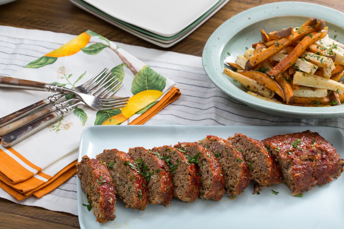 Recipe Meatloaf with Parsnip & Sweet Potato Oven Fries Blue Apron