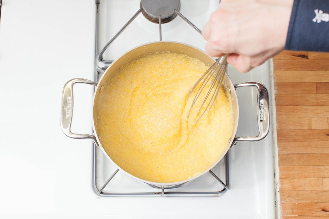 Recipe Smothered TwoCheese Grits with Caramelized Onions & Garlic