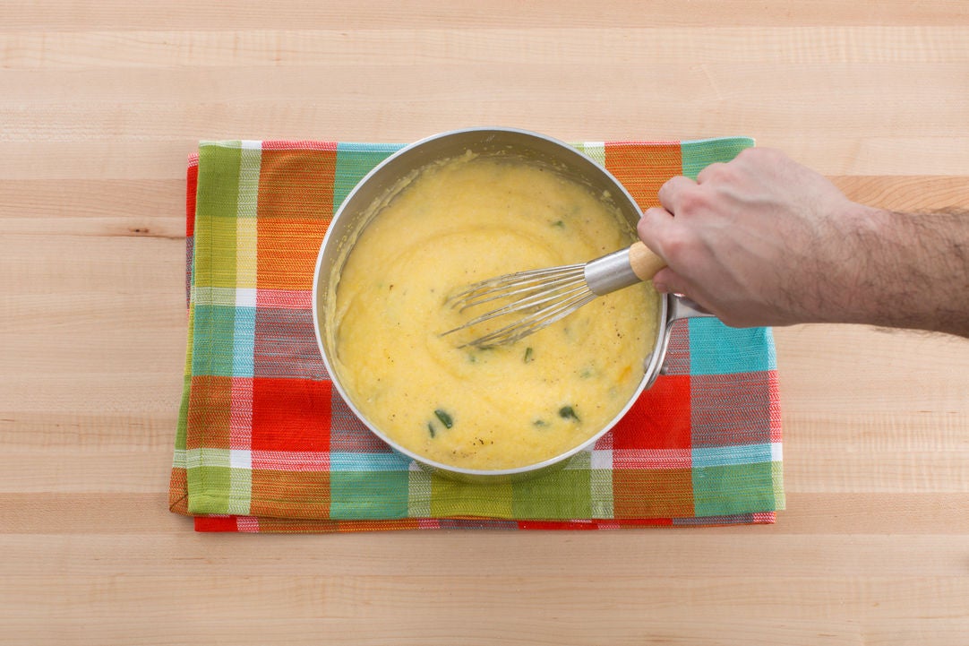 Recipe Spiced Catfish & PoblanoCheddar Grits with Stewed Collard