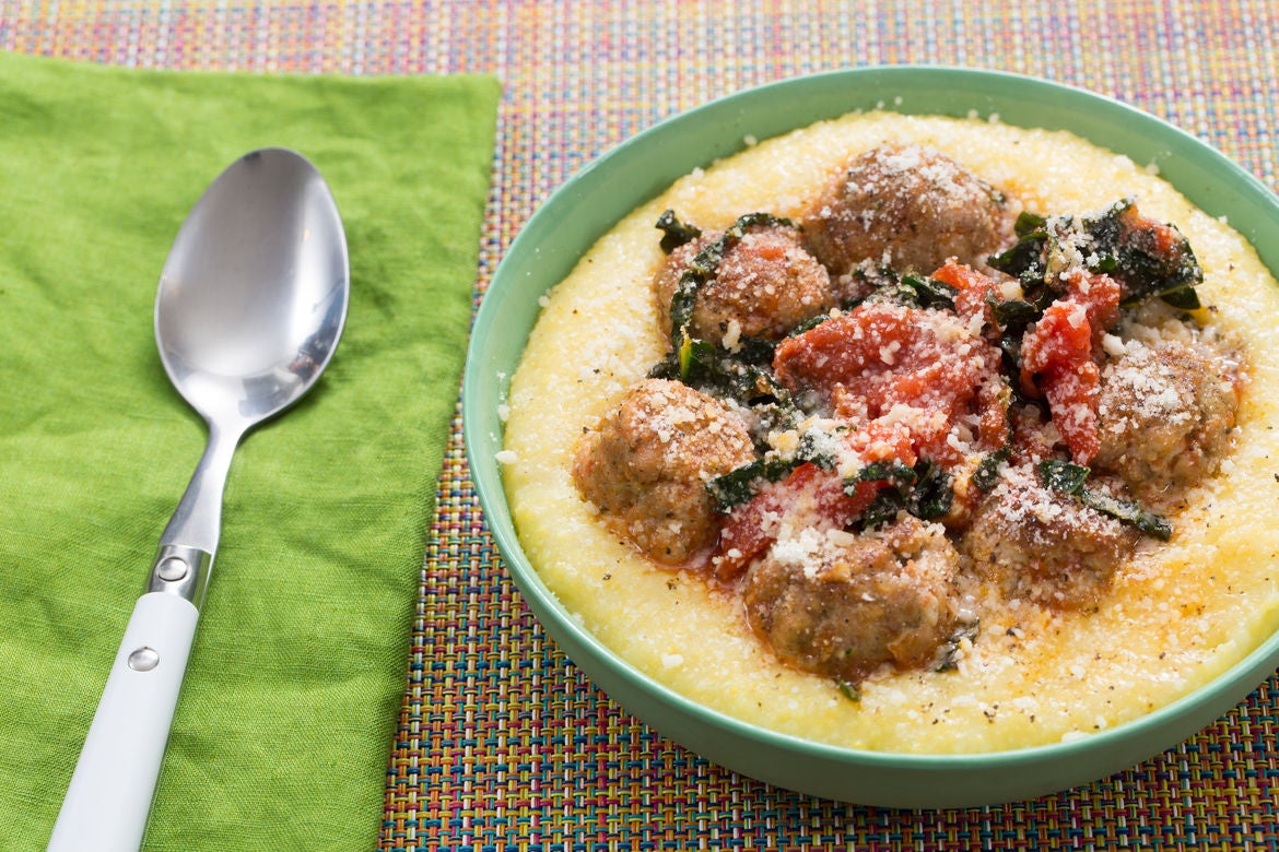 Recipe Chicken Meatballs & Creamy Polenta with Tomato Sugo & Lacinato Kale Blue Apron