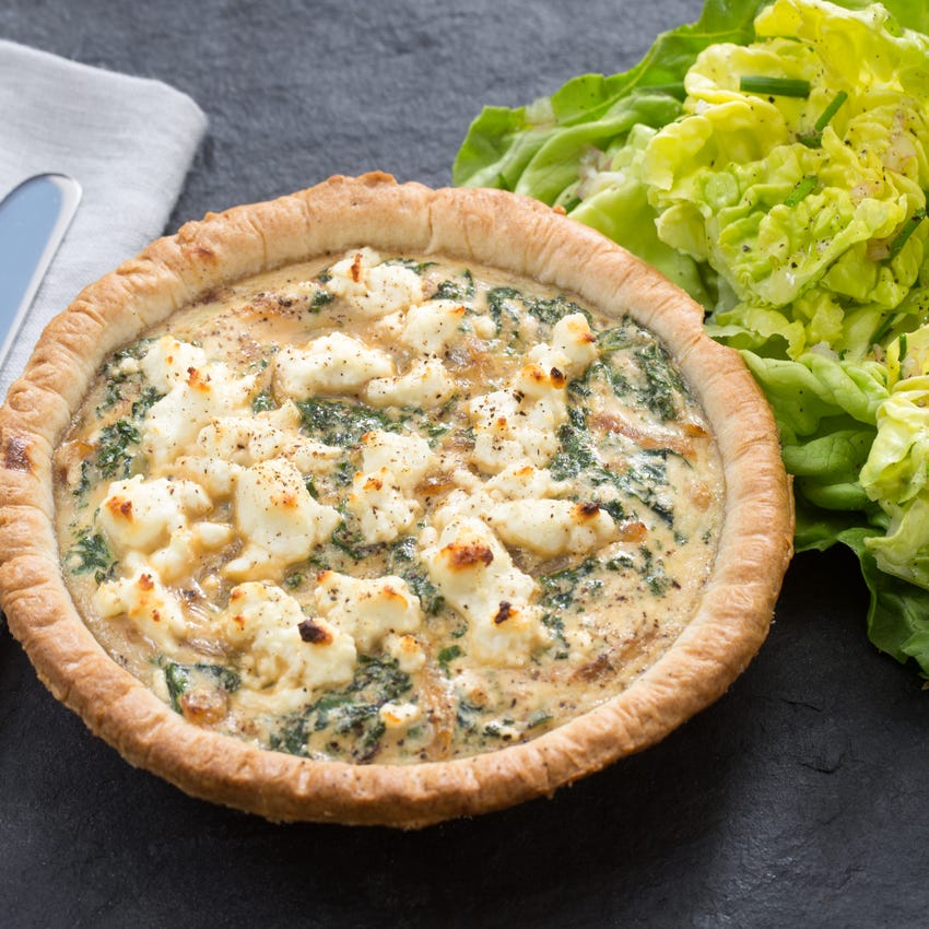 Recipe Goat Cheese & Kale Quiches with Butter Lettuce & Chive Salad