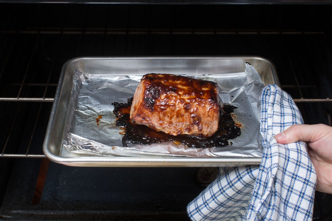 Recipe HoisinGlazed Roast Pork with StirFried Peanut Noodles Blue