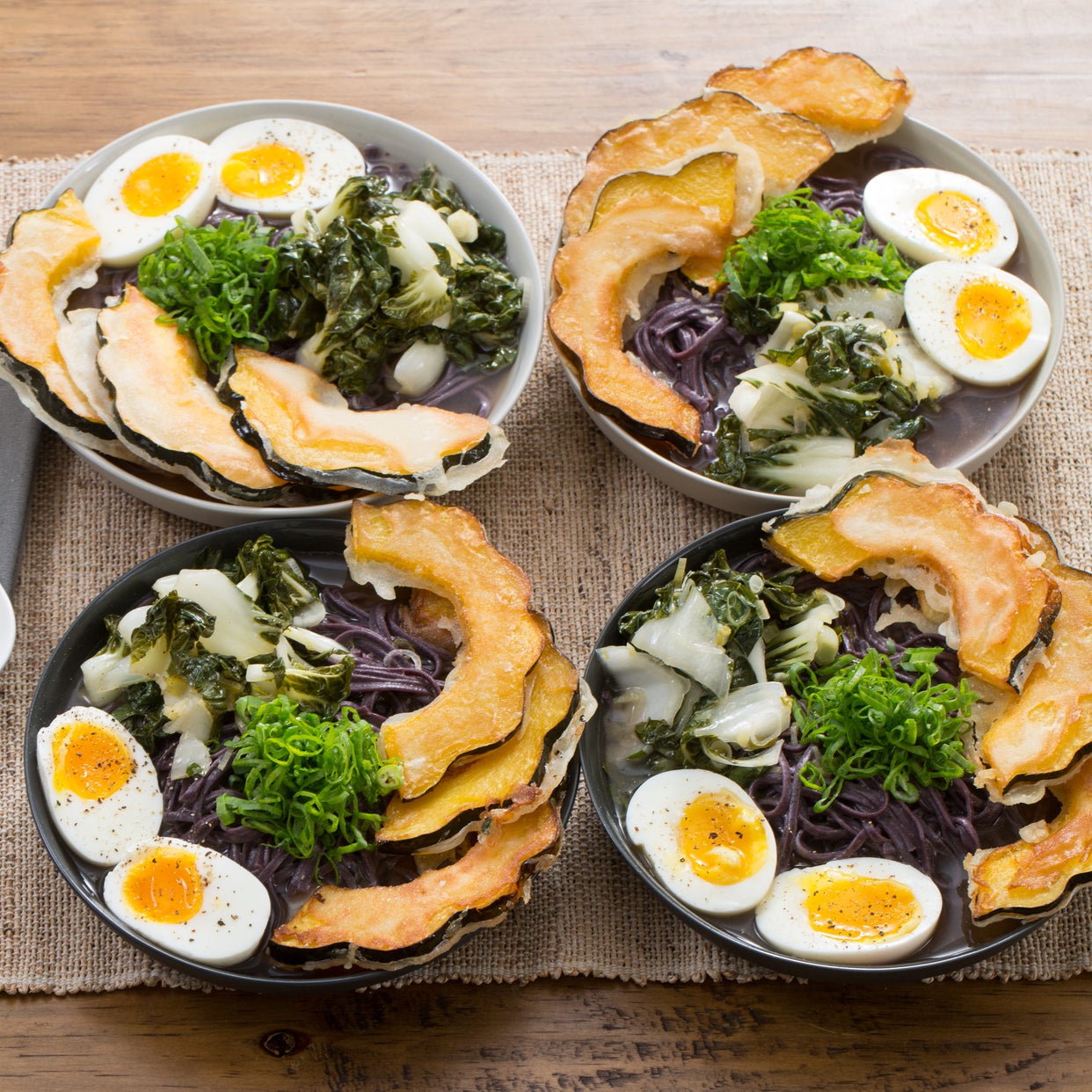 Recipe Miso Ramen & Tempura Acorn Squash with Tatsoi & SoftBoiled