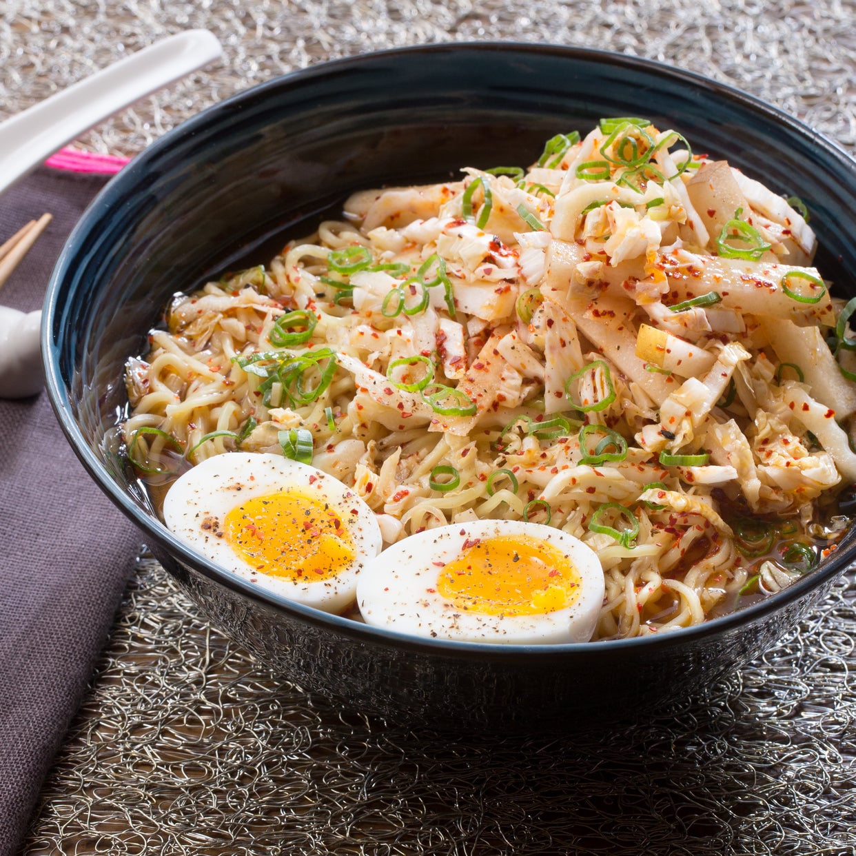 Recipe Kimchi & Barley Miso Ramen with SoftBoiled Eggs & Asian Pear