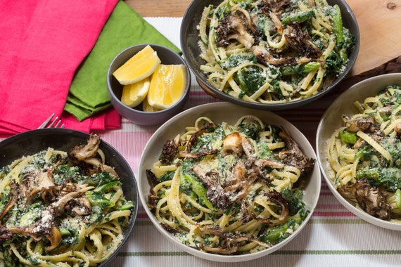 Creamy Pasta Primavera With Sautéed Asparagus & Crispy Maitake Mushrooms-image