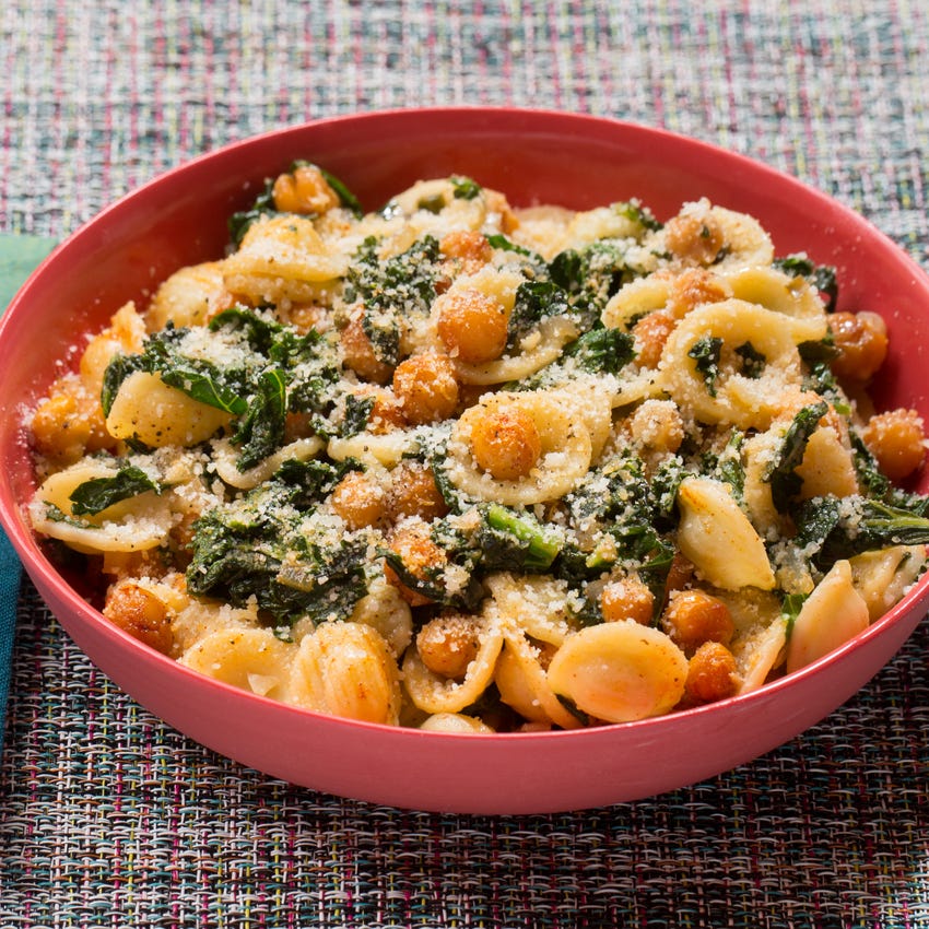 Recipe Orecchiette Pasta & Roasted Chickpeas with Kale & Smoked