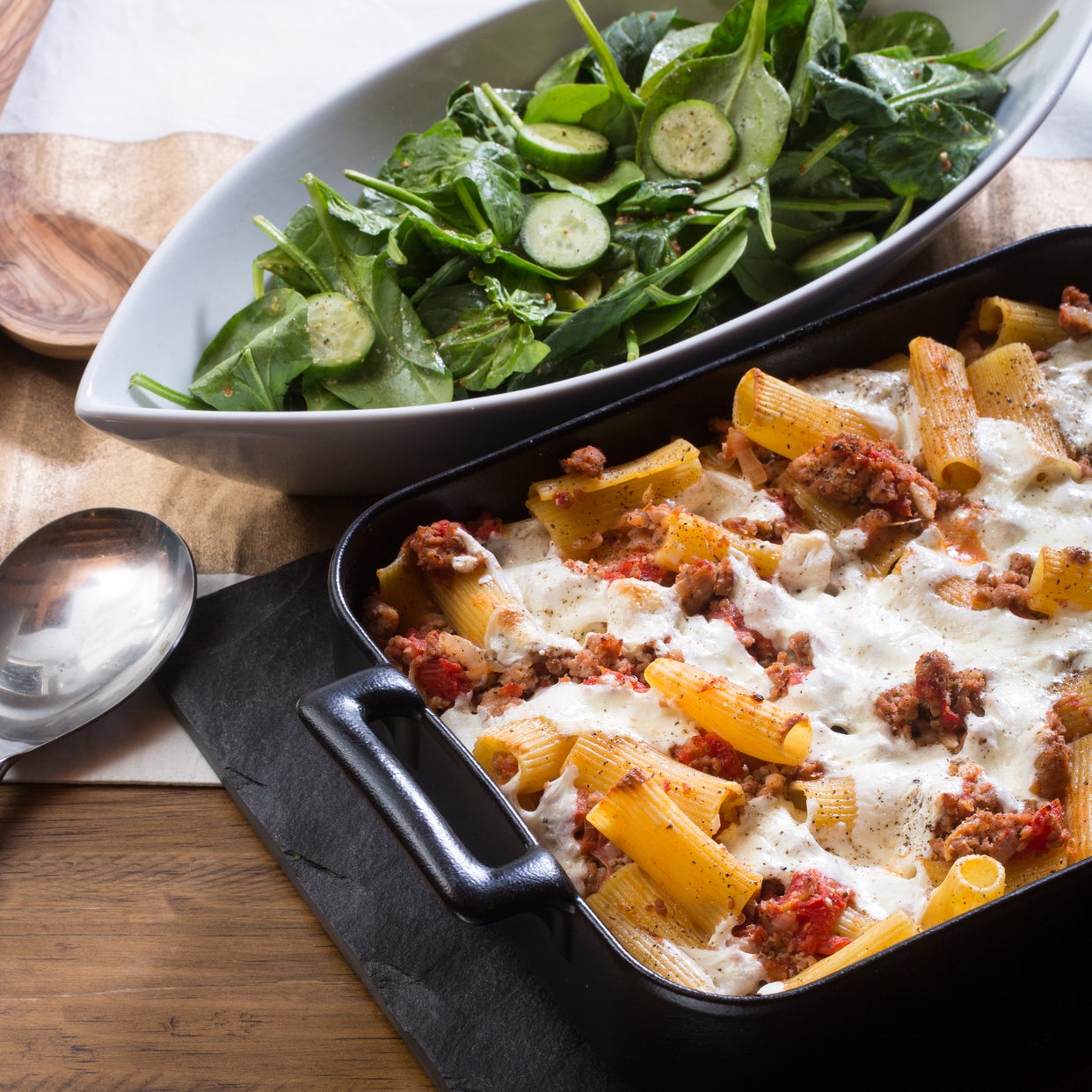 Recipe Spiced Pork & Baked Rigatoni Pasta with Fresh Mozzarella