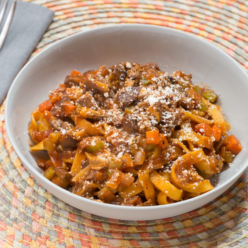 Recipe Fresh Fettuccine Pasta with Porcini Mushroom Bolognese Blue Apron