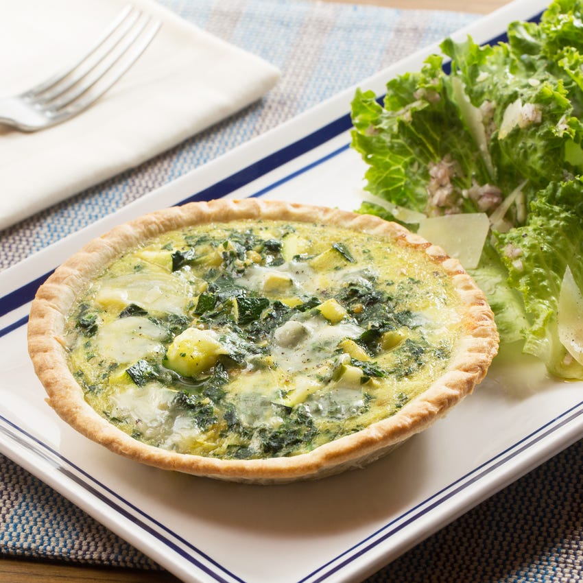 Recipe Zucchini & Parmesan Quiches with Green Leaf Lettuce Salad