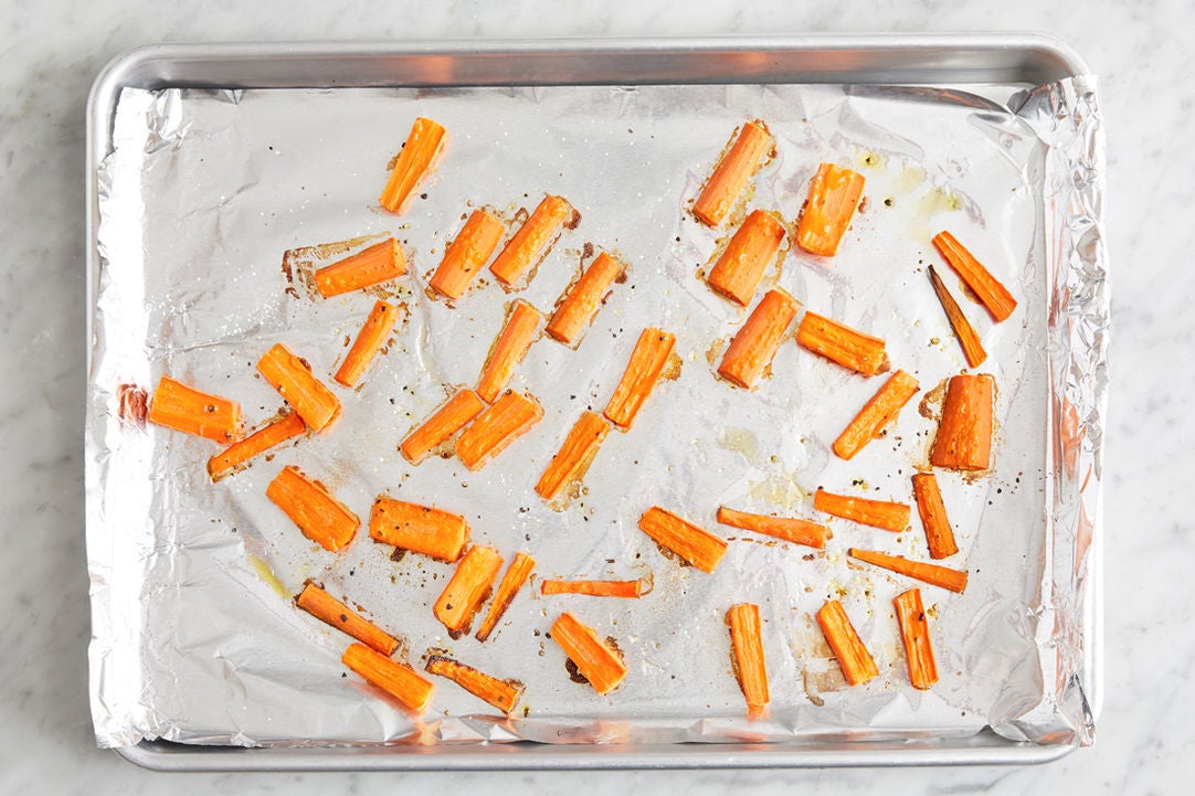 Prepare & roast the carrots: