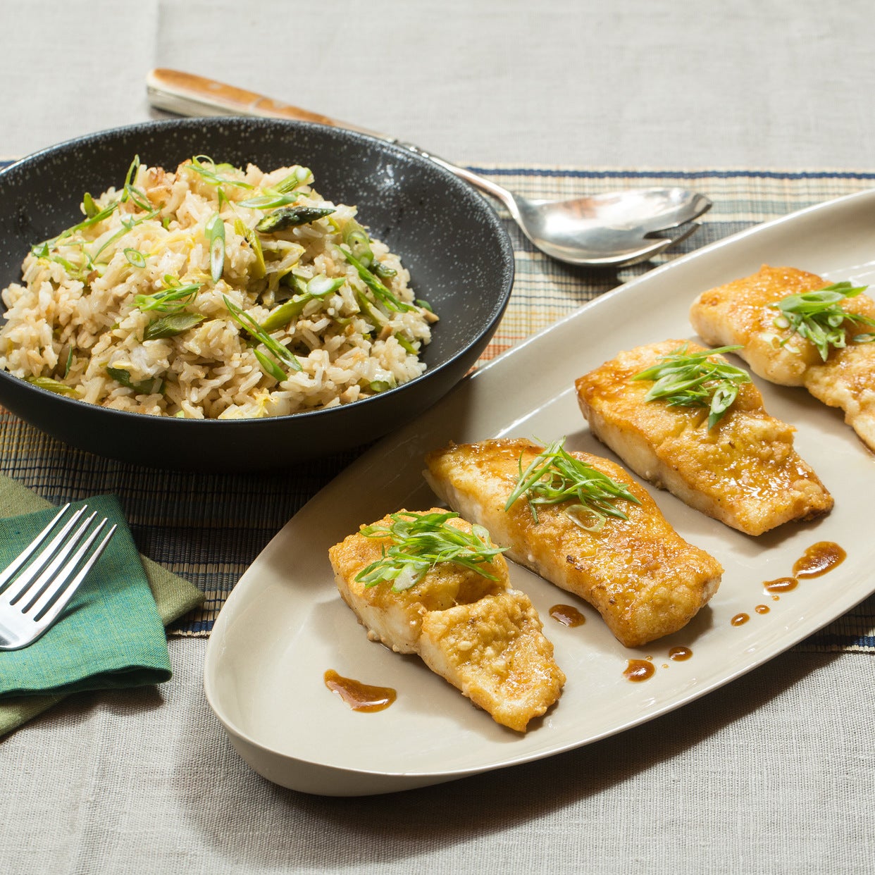 Recipe Crispy Cod Teriyaki with Shiitake Fried Rice Blue Apron